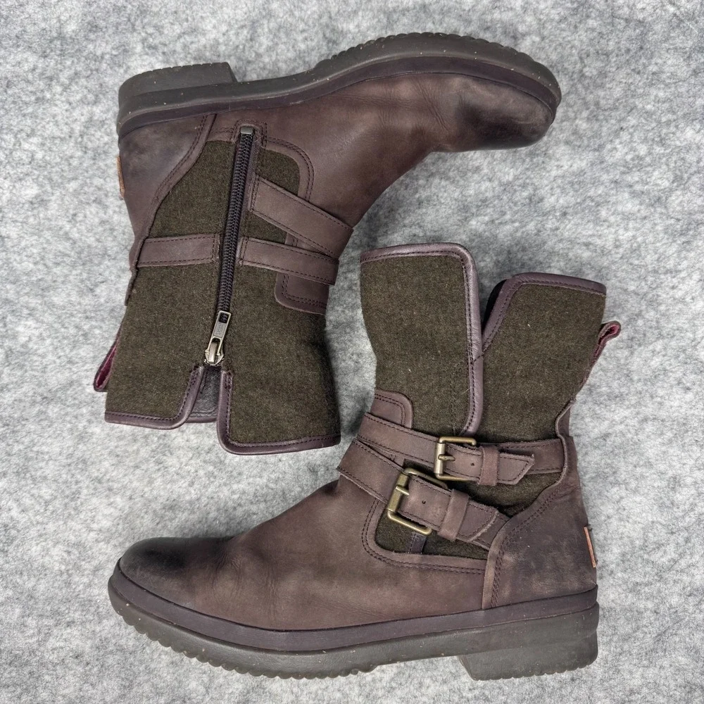 UGG Australia Simmens Leather Waterproof Boots Womens Sz 8 Brown Leather
